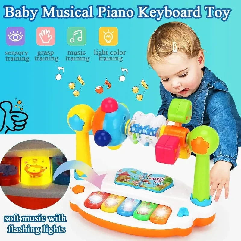 Piano Musical Rotatif pour Enfants – Jouet Éducatif Lumineux & Sonore