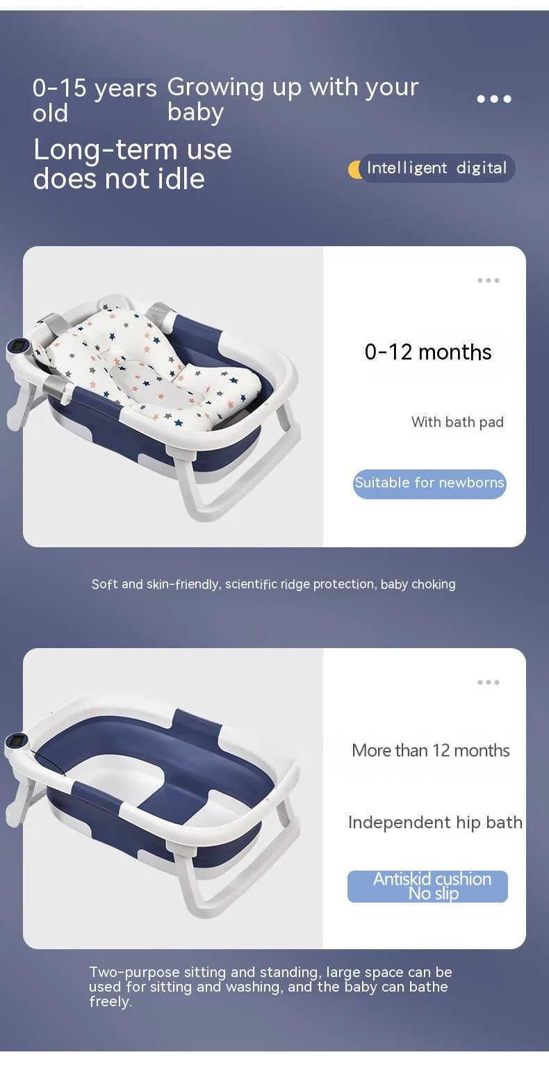 Baignoire Pliable pour Bébé avec Indicateur de Température – Silicone Antidérapant