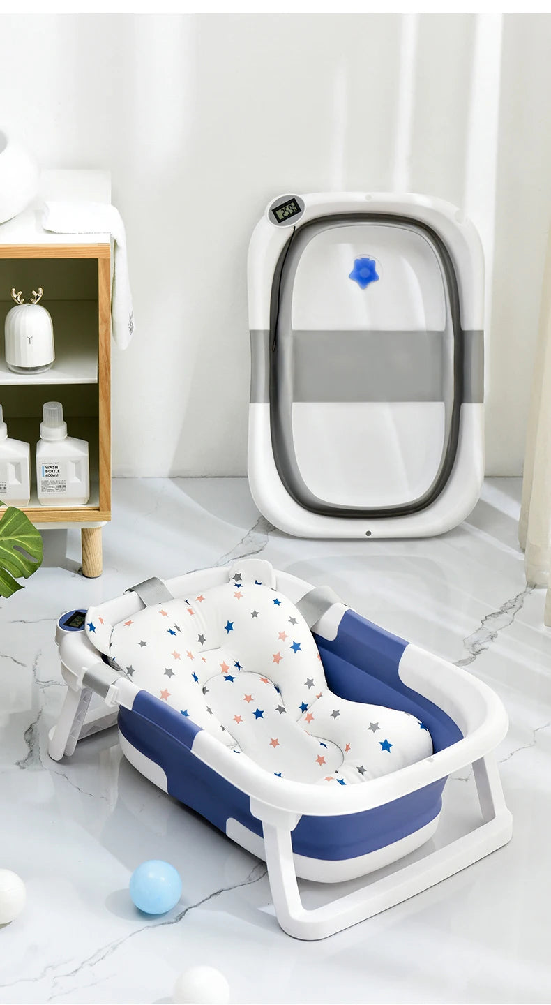 Baignoire Pliable pour Bébé avec Indicateur de Température – Silicone Antidérapant