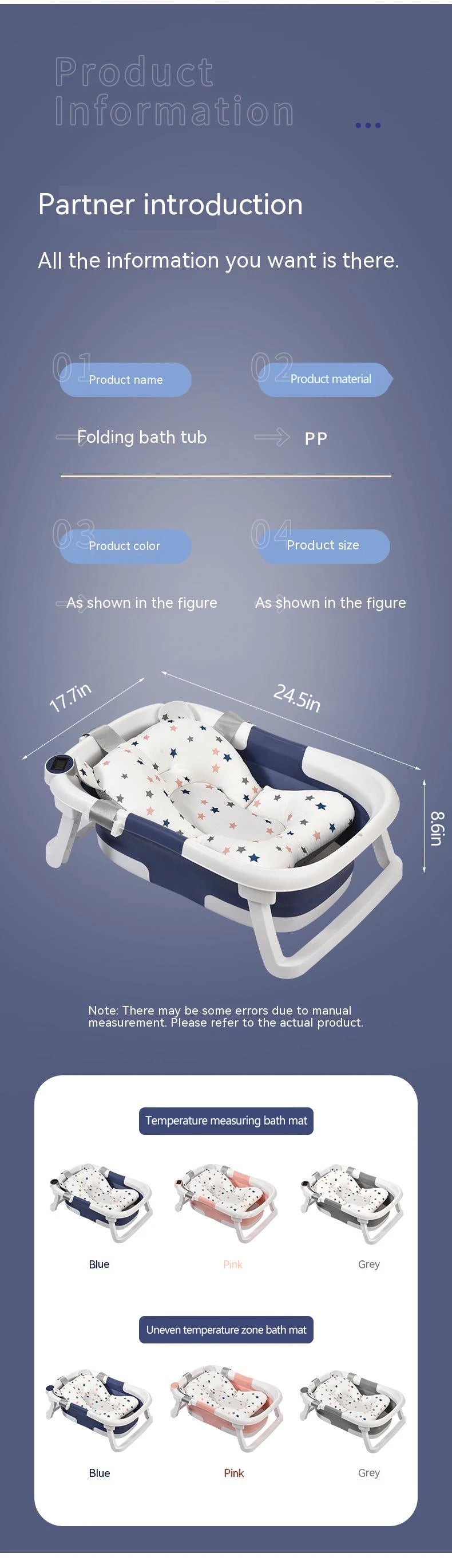 Baignoire Pliable pour Bébé avec Indicateur de Température – Silicone Antidérapant