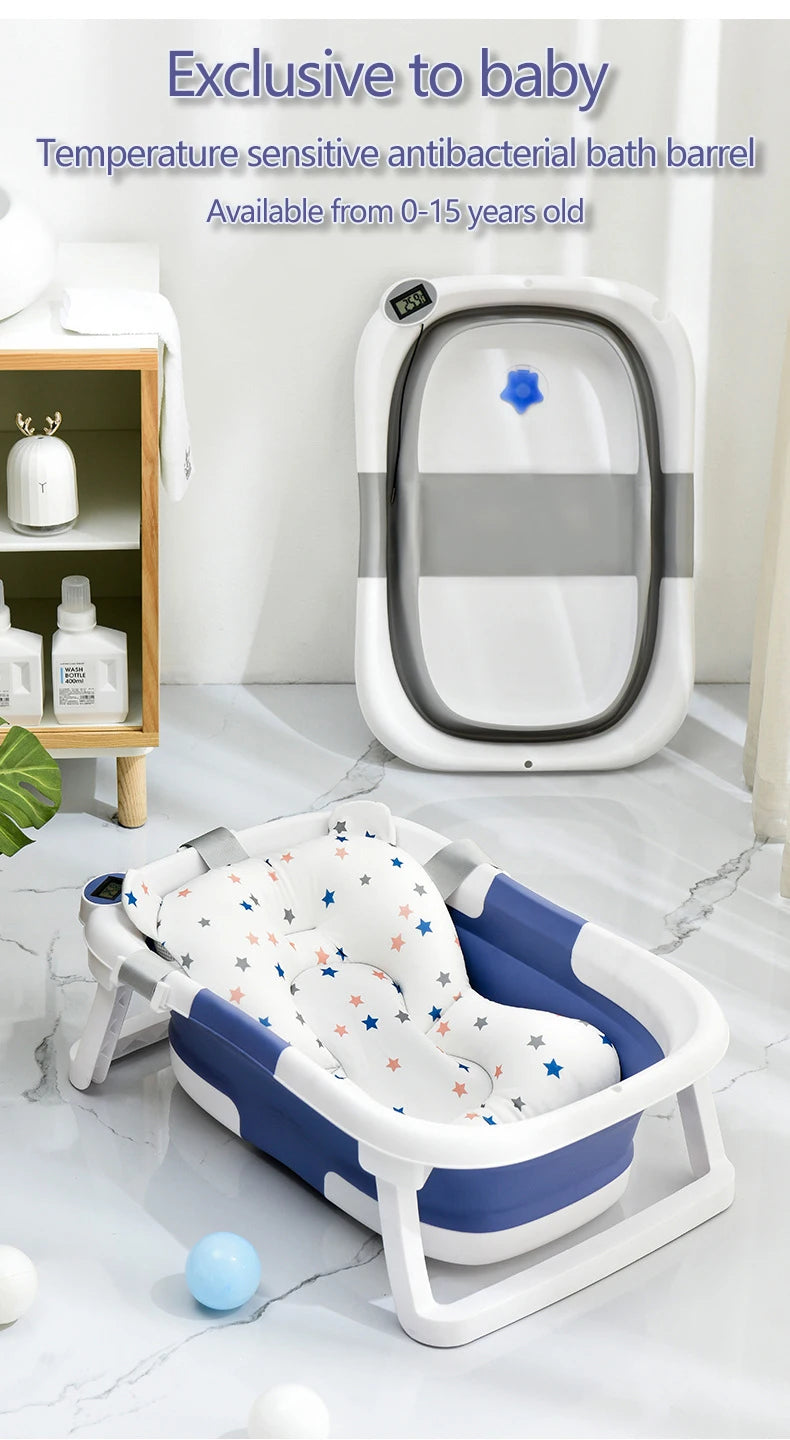 Baignoire Pliable pour Bébé avec Indicateur de Température – Silicone Antidérapant