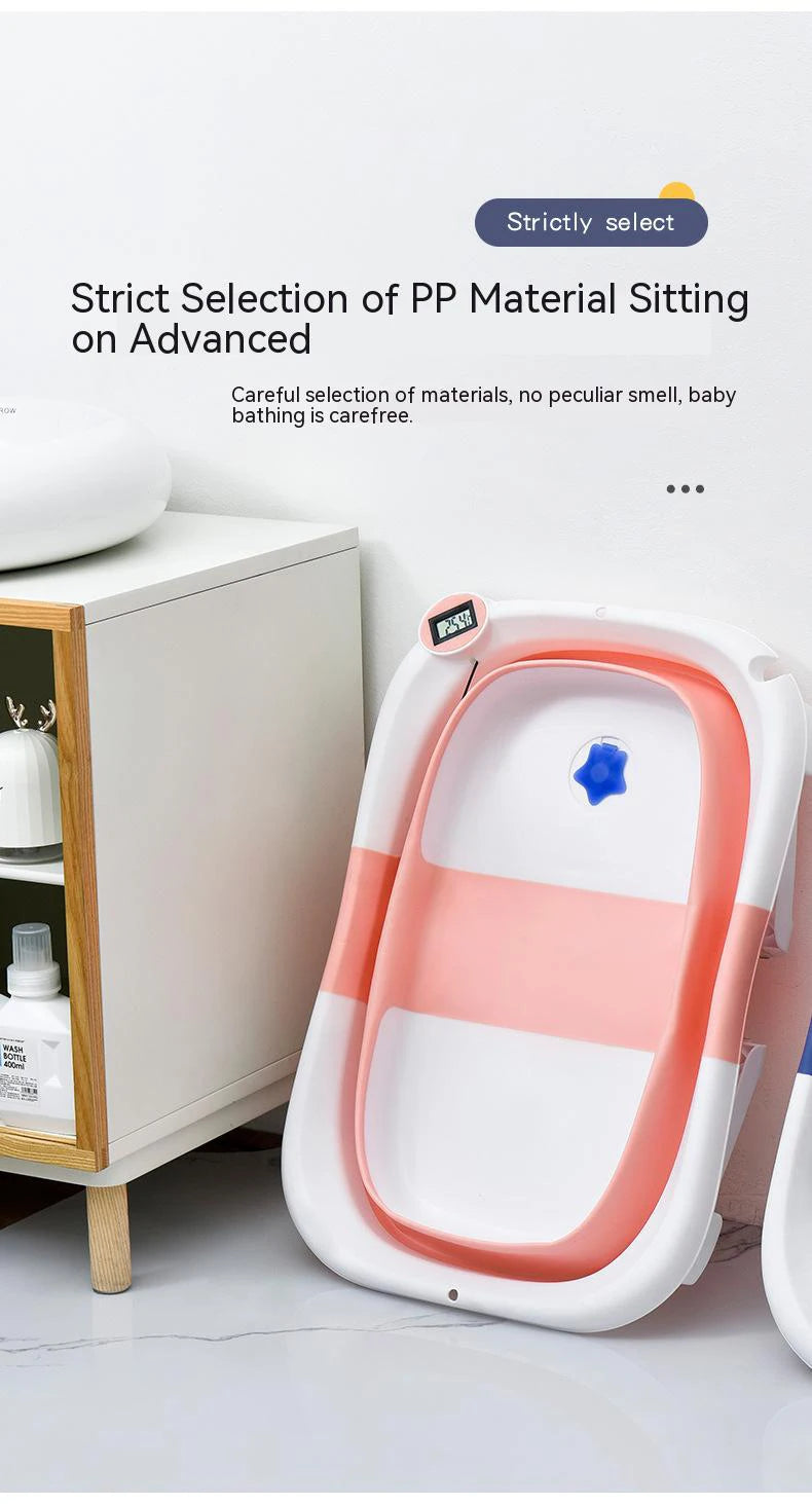 Baignoire Pliable pour Bébé avec Indicateur de Température – Silicone Antidérapant