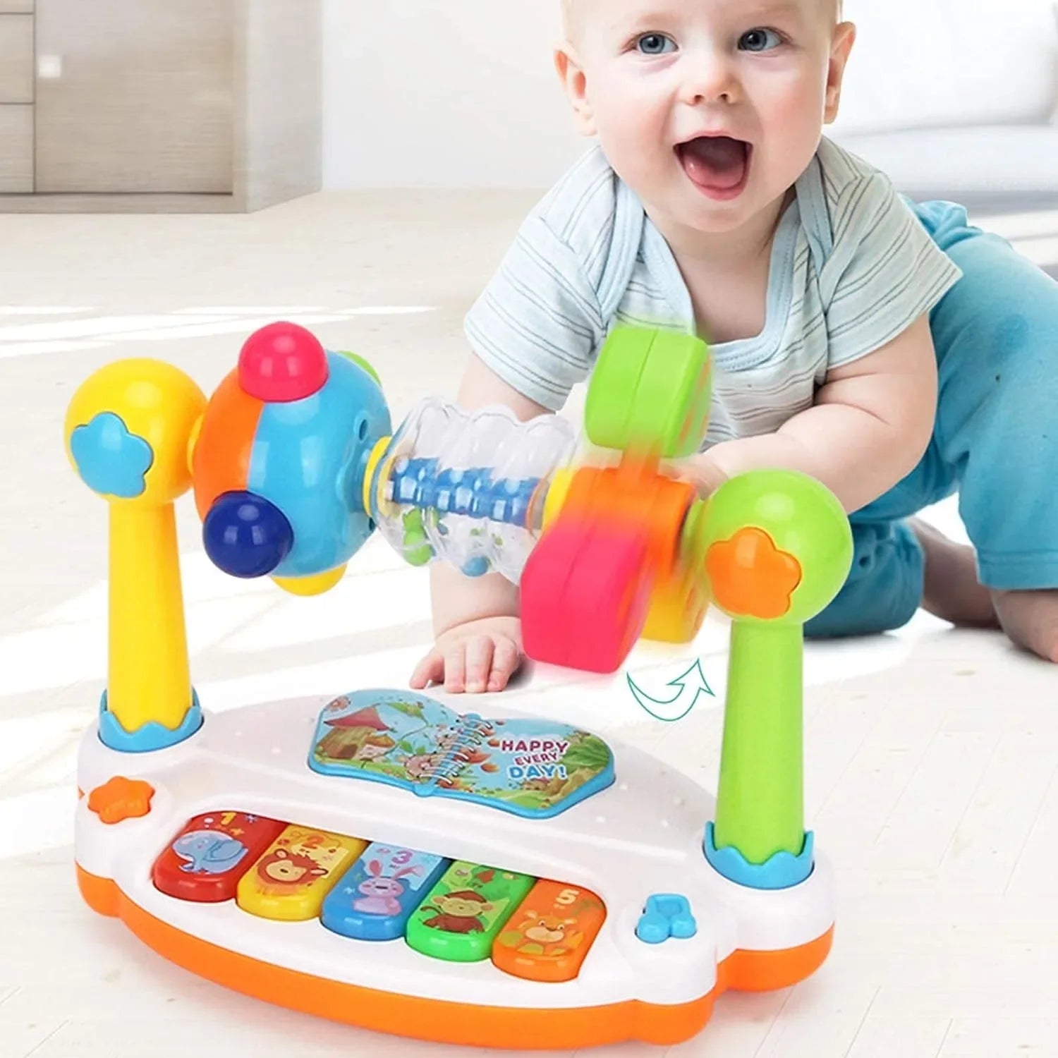 Piano Musical Rotatif pour Enfants – Jouet Éducatif Lumineux & Sonore