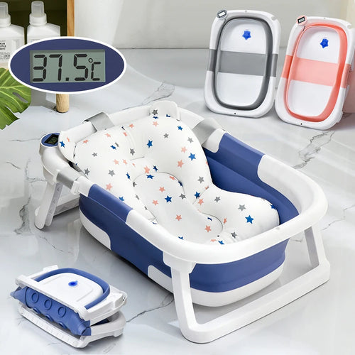 Baignoire Pliable pour Bébé avec Indicateur de Température – Silicone Antidérapant