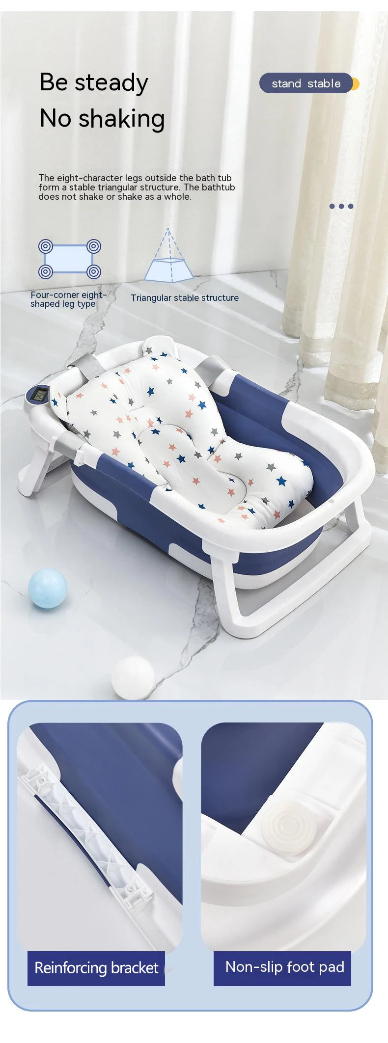 Baignoire Pliable pour Bébé avec Indicateur de Température – Silicone Antidérapant